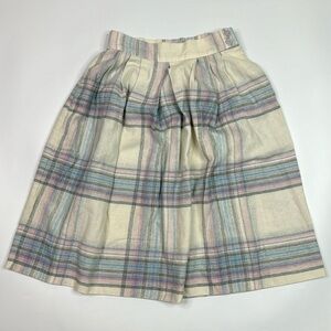 Vintage Marilyn Togs Wool A-line Blue Plaid Skirt Size 11 Waist 26"
